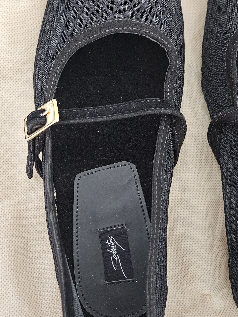 Charlies Black Mesh Mary Jane Flats With Ankle Strap View 4